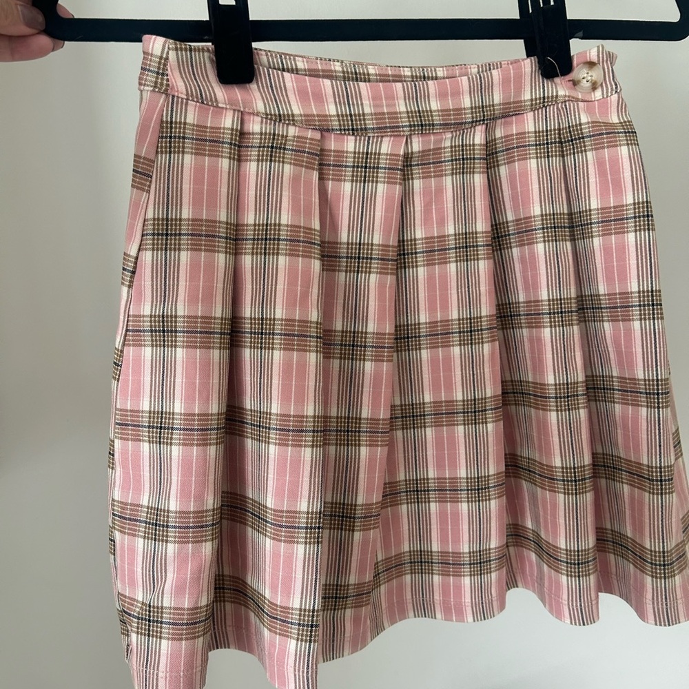 Altar'd State Pink Pleated Skater Mini Skirt